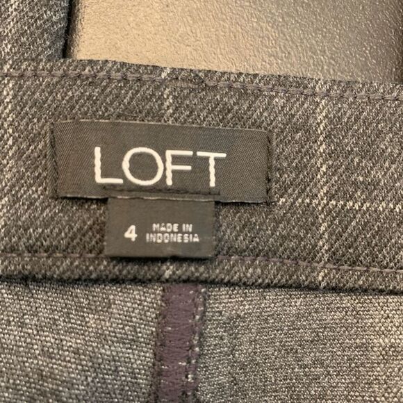 LOFT Women's Plaid Mid-Rise Flat Front Skinny Ankle Pants Gray White Size 4 - Picture 7 of 8